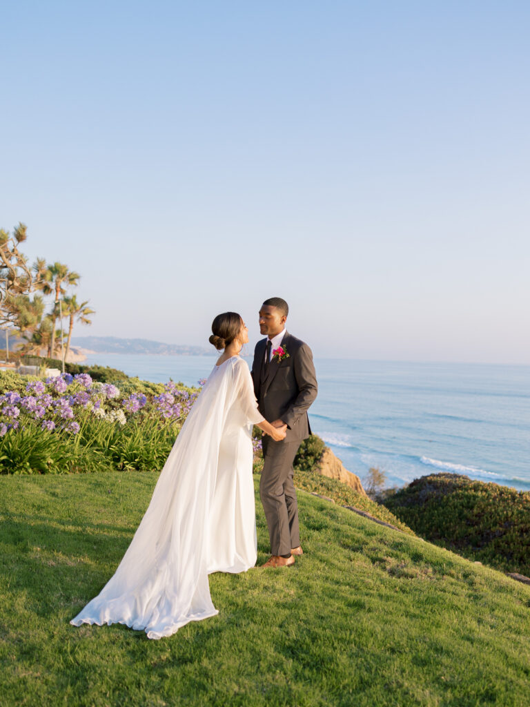 The bride and groom on their wedding day in San Diego, California
