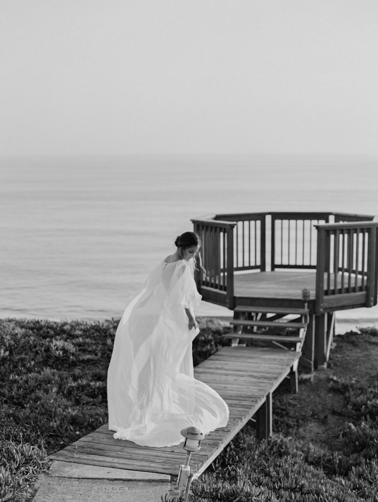 A bride in her wedding dress in San Diego, California